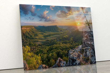 Trees and Hills, Sky View Acrylic Glass Print Tempered Glass Wall Art 100% Made in Australia Ready to Hang