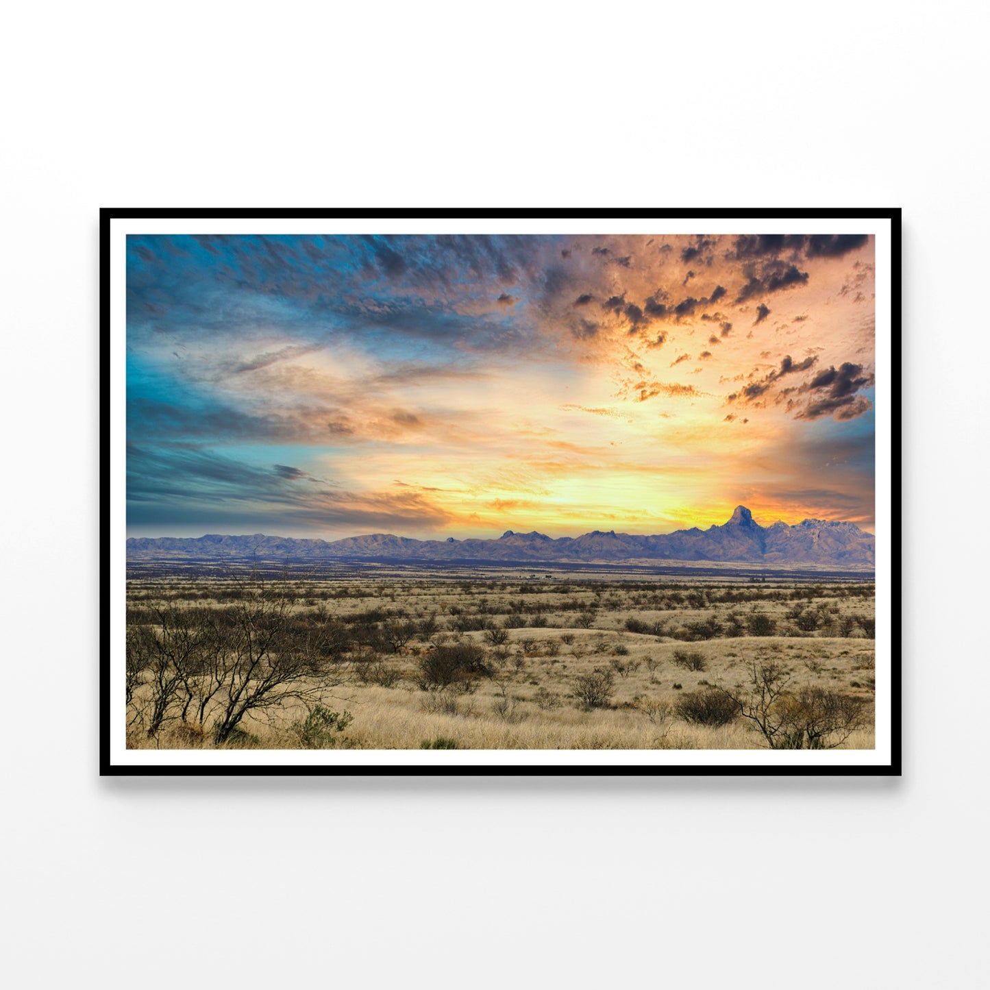 Desert Grassland with a Sunset & Mountains Home Decor Premium Quality Poster Print Choose Your Sizes