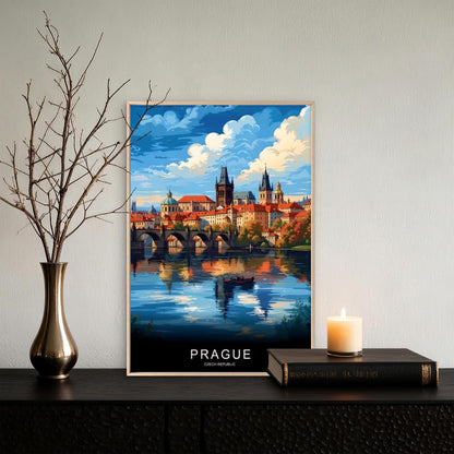 Prague Czech Republic Painting Travel Poster Print Wall Art