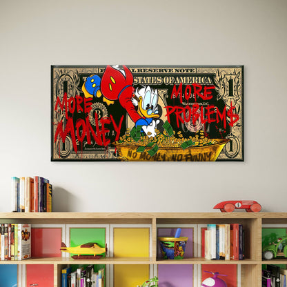 More Money More Problems Wall Art Canvas Office Home Room Framed 120x60cm