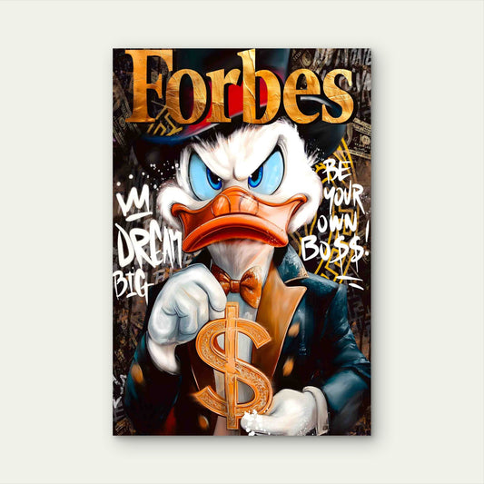Wealthy Cartoon Duck Magazine 60x90cm Metal Print Ready to Hang