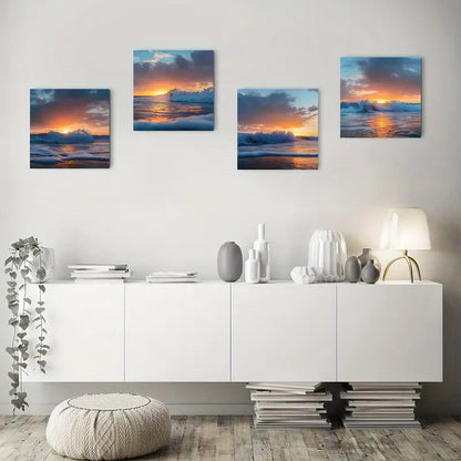 4pcs Sunset Sk Elegant Modern Wall Art Canvas Framed
