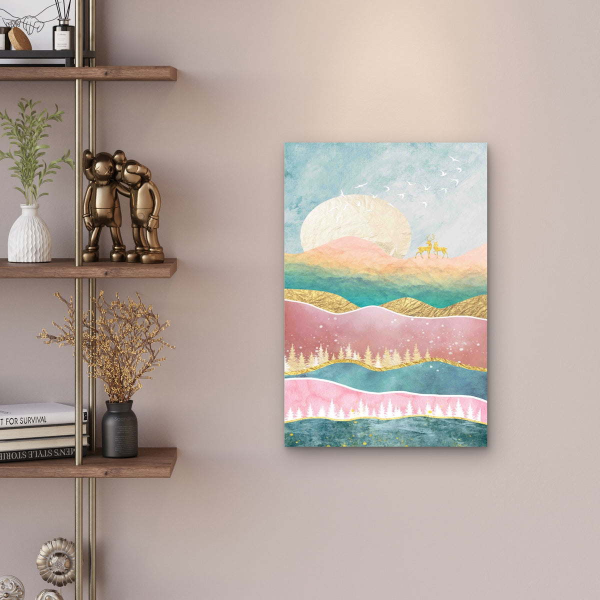 Abstract Watercolor Mountain 60x90cm Metal Print Ready to Hang