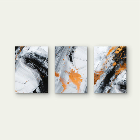 3pcs Modern Black and White Abstract Painting Wall Art Set Canvas Framed 40x60cm - High Quality Print 100% Australian Made Wall Canvas Ready to Hang