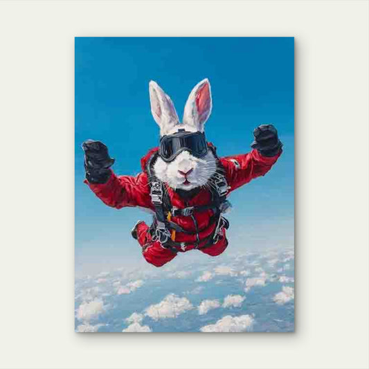 Parachuter Bunny 60x90cm Metal Print Ready to Hang