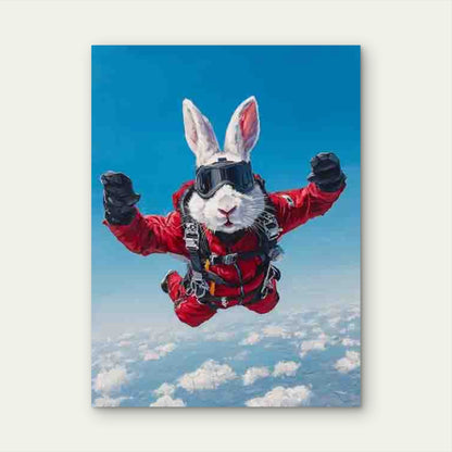 Parachuter Bunny Metal Print Ready to Hang