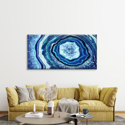 Blue Agate Illustration Wall Art Canvas Office Home Room Framed 120x60cm