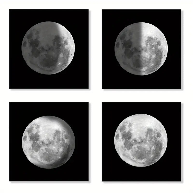 4pcs Moon Phase Canvas Wall Art Canvas Framed