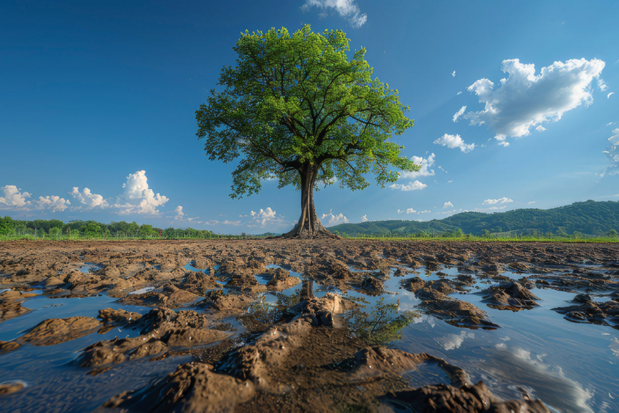 A Tree Is Standing In a Field Print 100% Australian Made