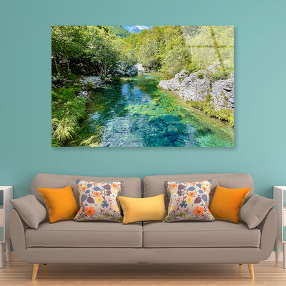 Beautiful River with Rocks and Trees Acrylic Glass Print Tempered Glass Wall Art 100% Made in Australia Ready to Hang