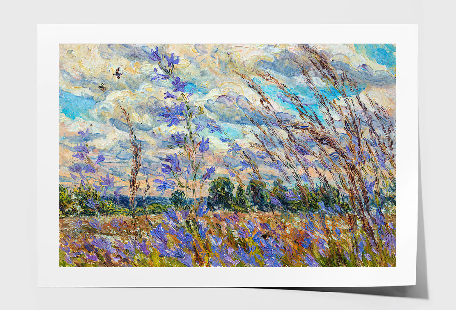 Purple Flower Plants Landscape Oil Painting Wall Art Limited Edition High Quality Print Unframed Roll Canvas None