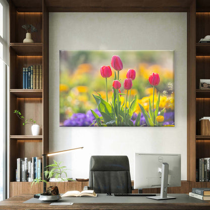 Pink Tulips Spring Garden Wall Art Decor 100% Australian Made