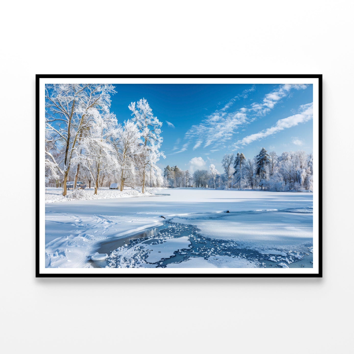 Winter, Frozen Lake and Snow-Covered Trees, Sky Home Decor Premium Quality Poster Print Choose Your Sizes