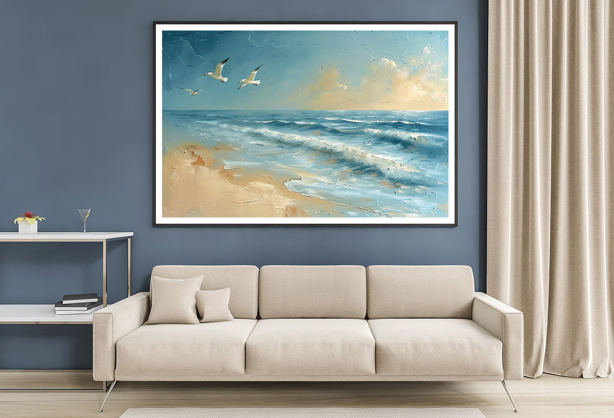 Group of Birds Flying Over the Ocean Home Decor Premium Quality Poster Print Choose Your Sizes