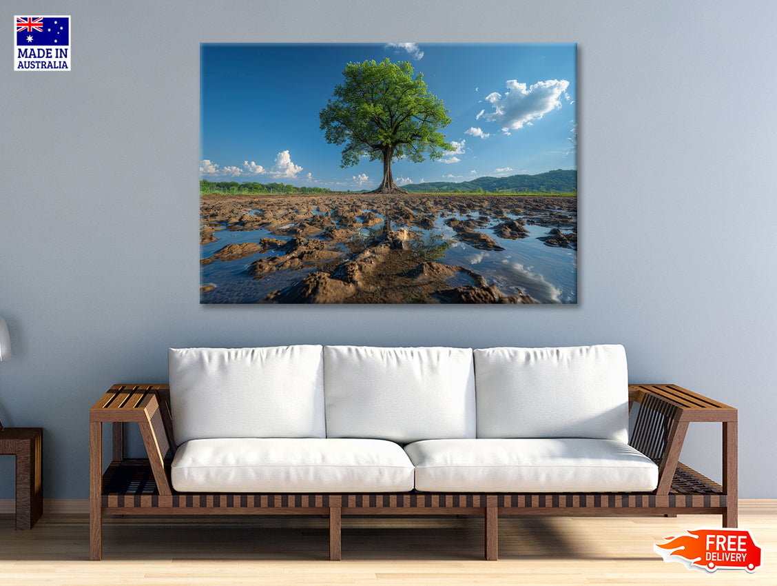 A Tree Is Standing In a Field Print 100% Australian Made