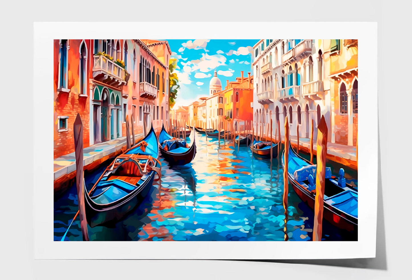 Boats With City Of Venice Paint Limited Edition High Quality Print Unframed Roll Canvas None