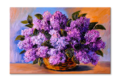 A Bouquet Of Lilacs , Made In Style Oil Painting Limited Edition High Quality Print Stretched Canvas None