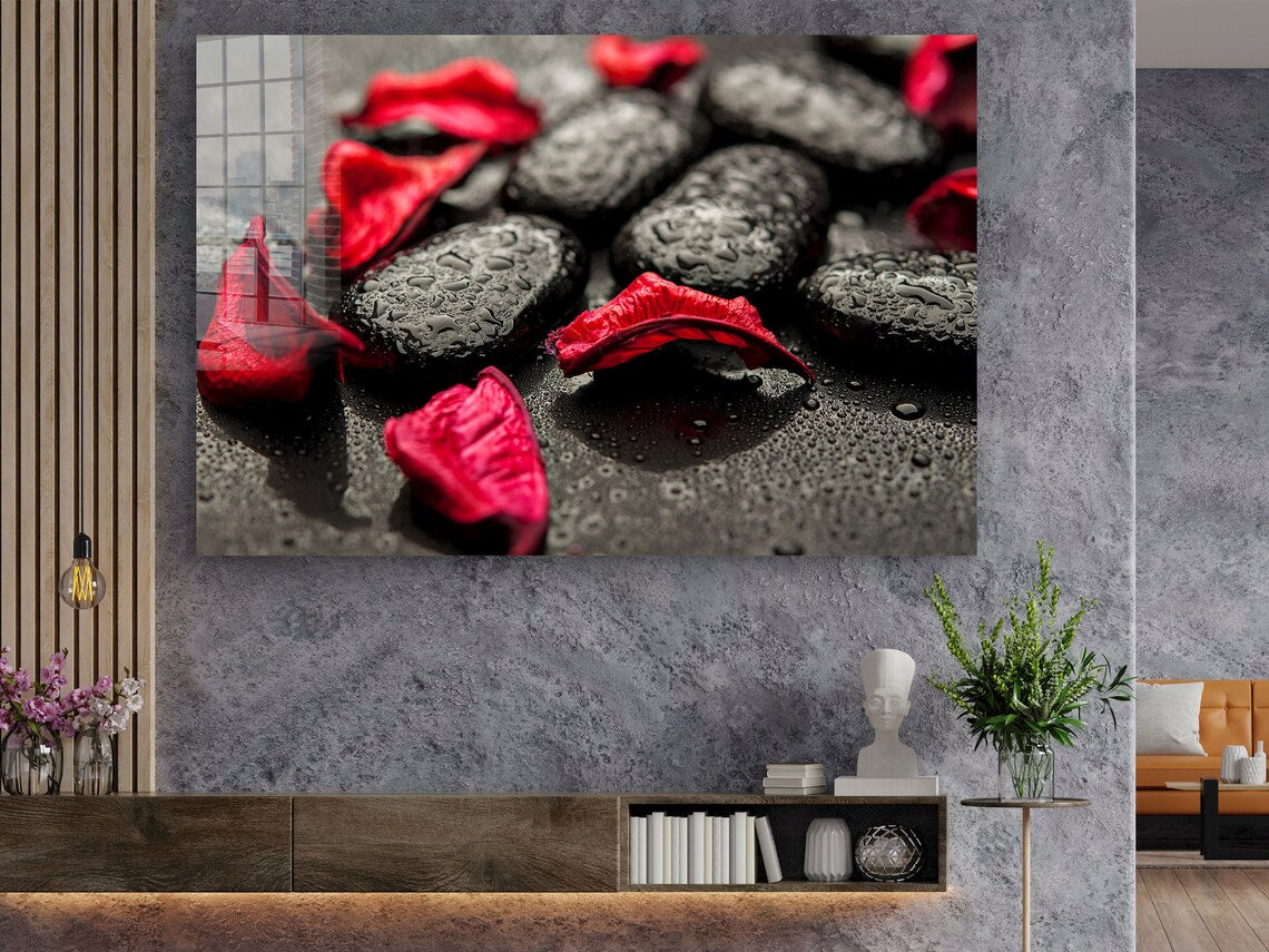 Stones & Rose Petals UV Direct Aluminum Print Australian Made Quality