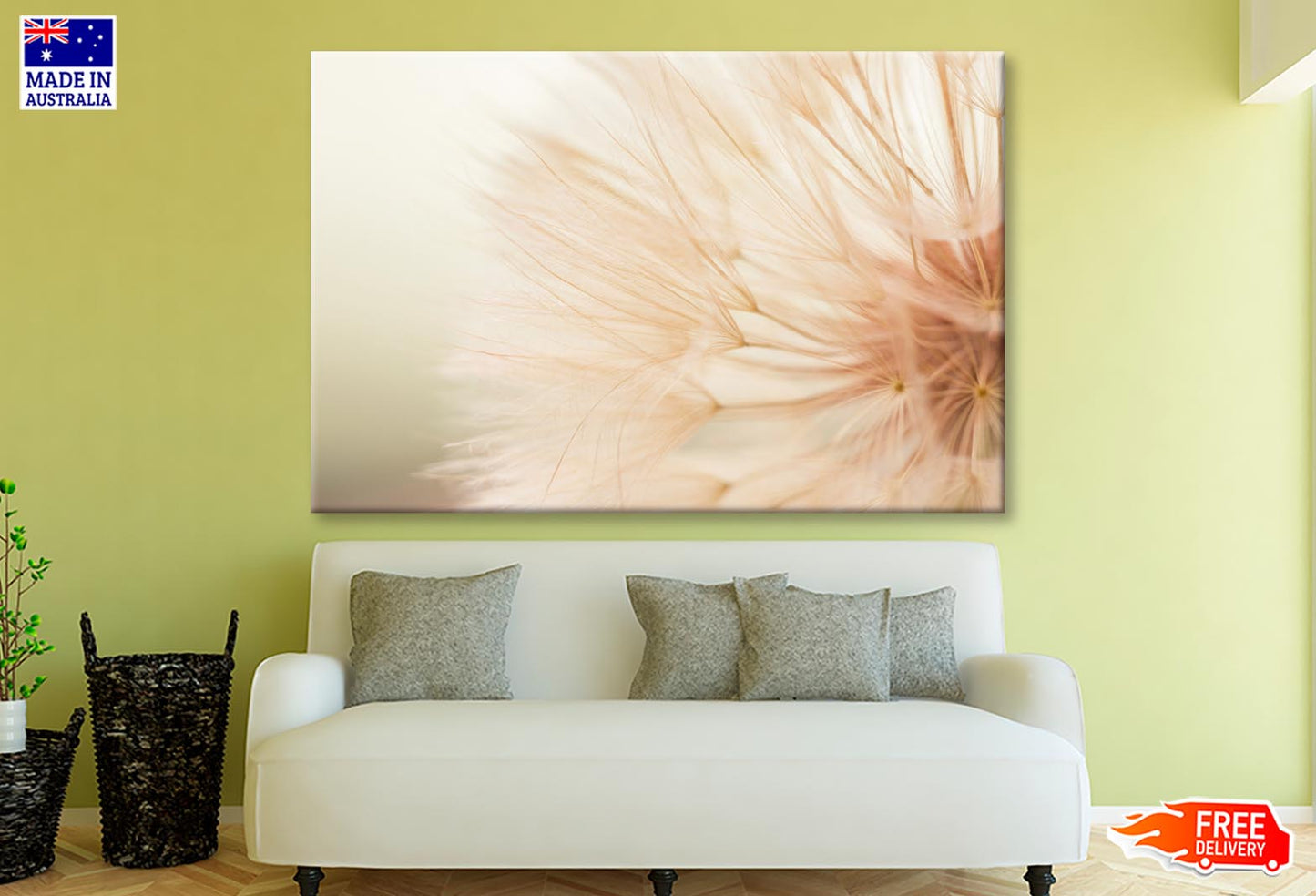 Close Up of a Dandelion with A Blurry Wall Art Decor 100% Australian Made