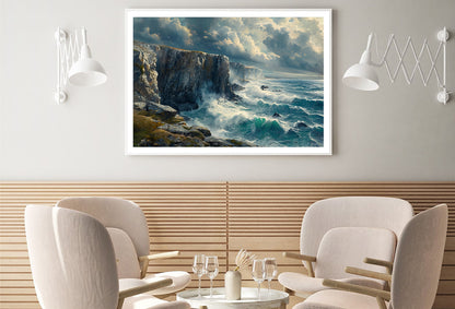 View of Waves Crashing On Rocks Home Decor Premium Quality Poster Print Choose Your Sizes