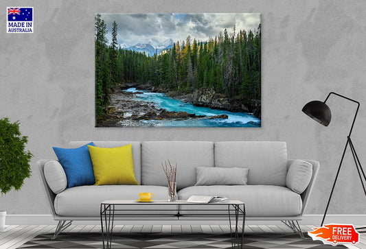 Autumn Forest River & Cloudy Sky Print 100% Australian Made