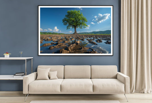 A Tree Is Standing In a Field Home Decor Premium Quality Poster Print Choose Your Sizes