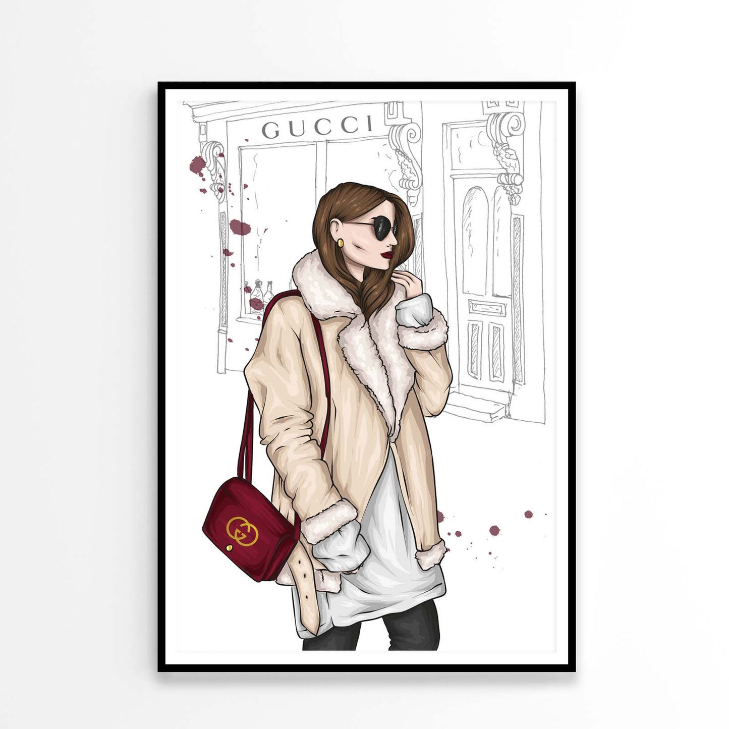 Fashion Boss Lady with Red Elegant Bag Design Home Decor Premium Quality Poster Print Choose Your Sizes