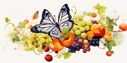 Monarch Butterfly Grape Vine Wall Art Canvas Office Home Room Framed 120x60cm