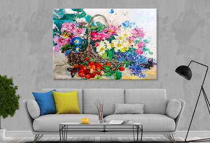 Colorful Still Life with Flowers Wall Art Decor 100% Australian Made
