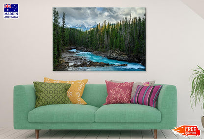 Autumn Forest River & Cloudy Sky Print 100% Australian Made