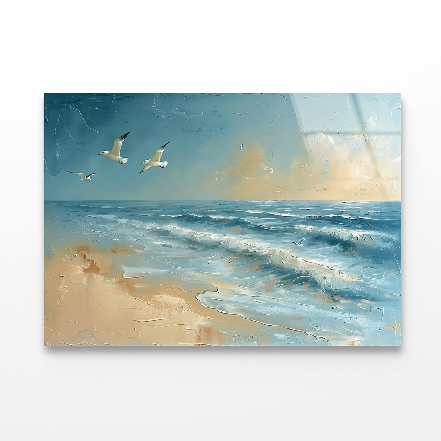 Group of Birds Flying Over the Ocean Acrylic Glass Print Tempered Glass Wall Art 100% Made in Australia Ready to Hang