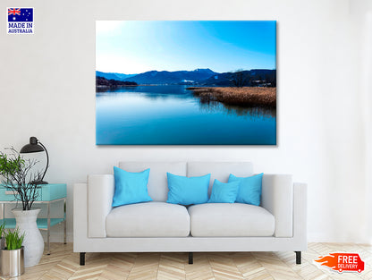 A Lake with a Blue Sky Overhead With Mountains Print 100% Australian Made