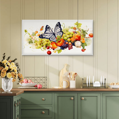 Monarch Butterfly Grape Vine Wall Art Canvas Office Home Room Framed 120x60cm
