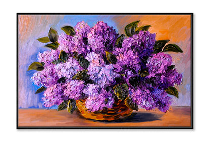 A Bouquet Of Lilacs , Made In Style Oil Painting Limited Edition High Quality Print Canvas Box Framed Black