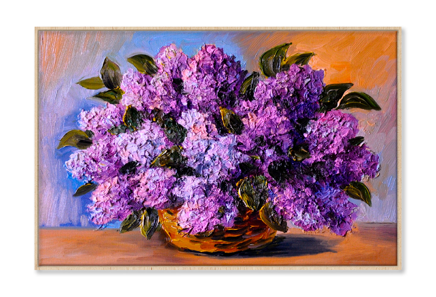 A Bouquet Of Lilacs , Made In Style Oil Painting Limited Edition High Quality Print Canvas Box Framed Natural