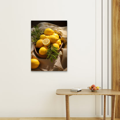 Fresh Yellow Lemons Basket 40x60cm Metal Print Ready to Hang