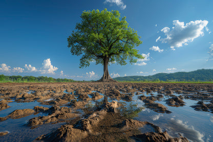 A Tree Is Standing In a Field Home Decor Premium Quality Poster Print Choose Your Sizes