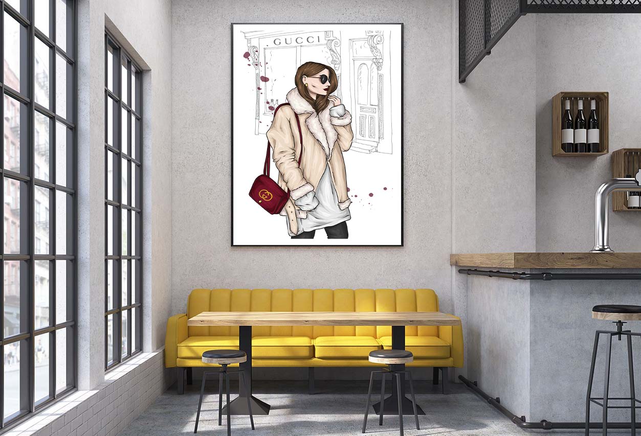 Fashion Boss Lady with Red Elegant Bag Design Home Decor Premium Quality Poster Print Choose Your Sizes