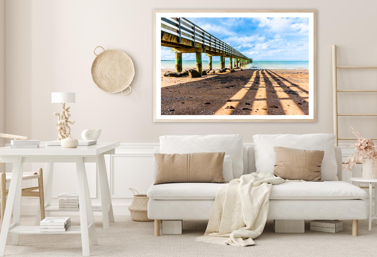 Cornwallis Wharf and Its Leading Innes and Shadow Across Beach to Water Home Decor Premium Quality Poster Print Choose Your Sizes