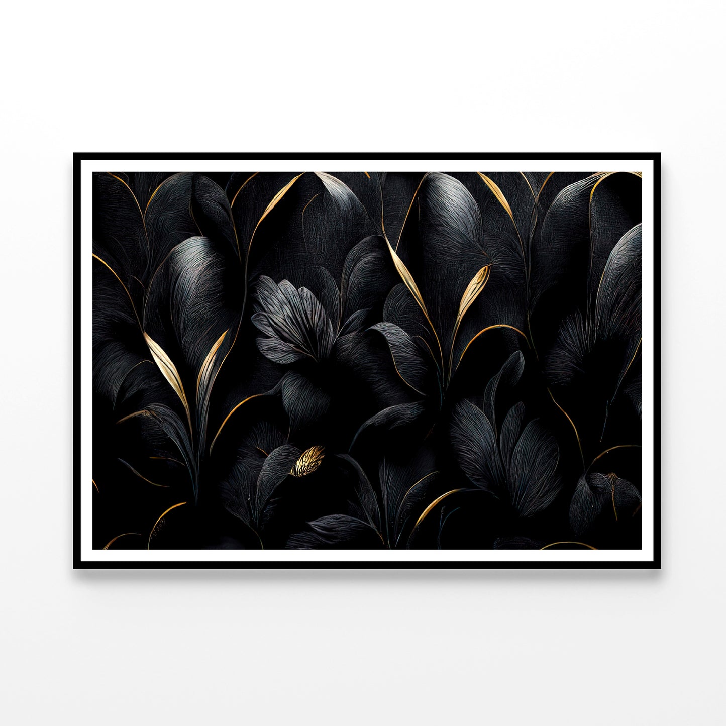 Luxury Black and Gold Leaves Art Home Decor Premium Quality Poster Print Choose Your Sizes