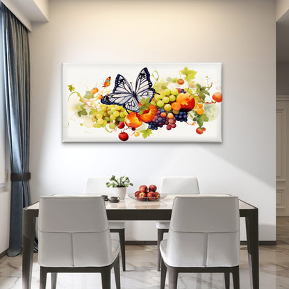 Monarch Butterfly Grape Vine Wall Art Canvas Office Home Room Framed 120x60cm