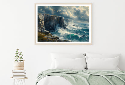 View of Waves Crashing On Rocks Home Decor Premium Quality Poster Print Choose Your Sizes