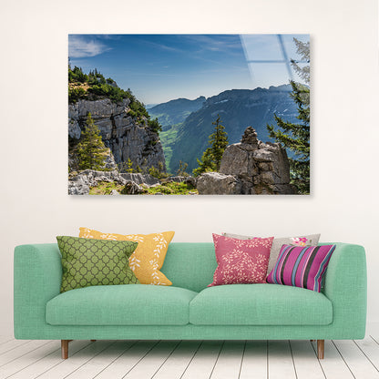 Swiss Alps Mountain Range with Sky Acrylic Glass Print Tempered Glass Wall Art 100% Made in Australia Ready to Hang