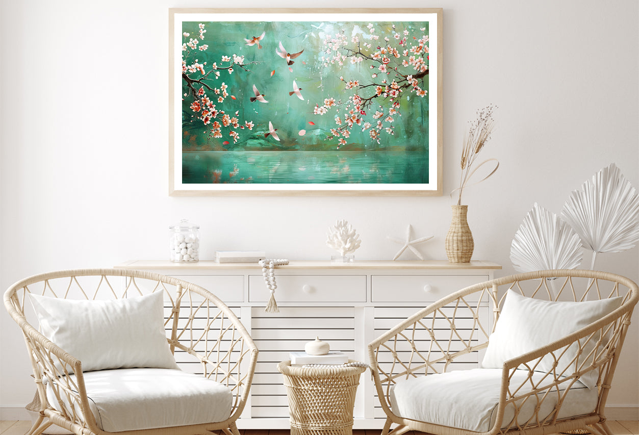 Birds Flying, Flowers Home Decor Premium Quality Poster Print Choose Your Sizes