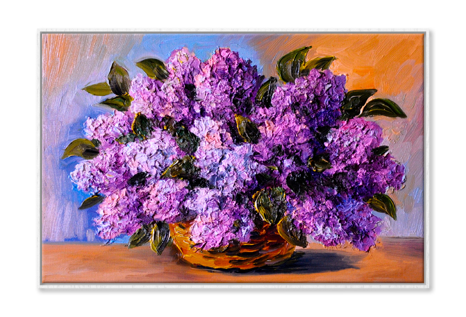A Bouquet Of Lilacs , Made In Style Oil Painting Limited Edition High Quality Print Canvas Box Framed White