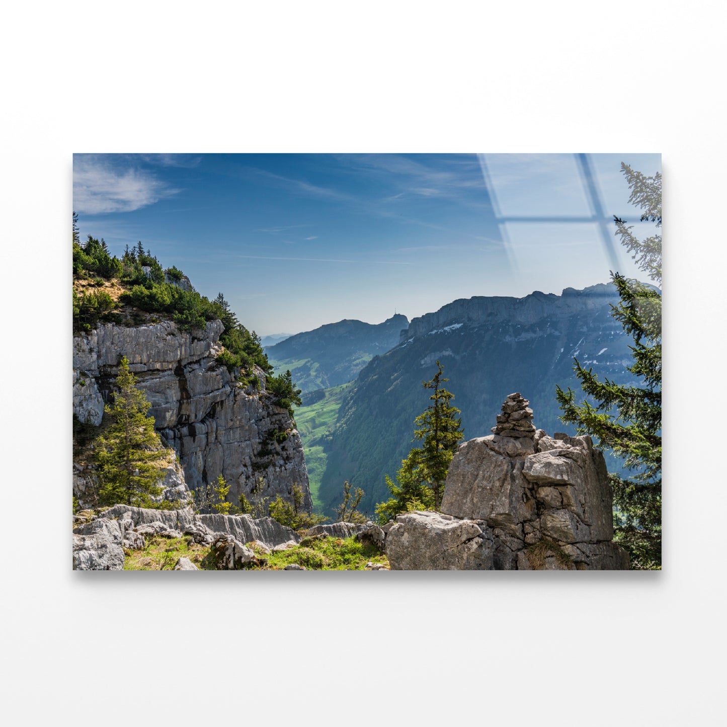 Swiss Alps Mountain Range with Sky Acrylic Glass Print Tempered Glass Wall Art 100% Made in Australia Ready to Hang