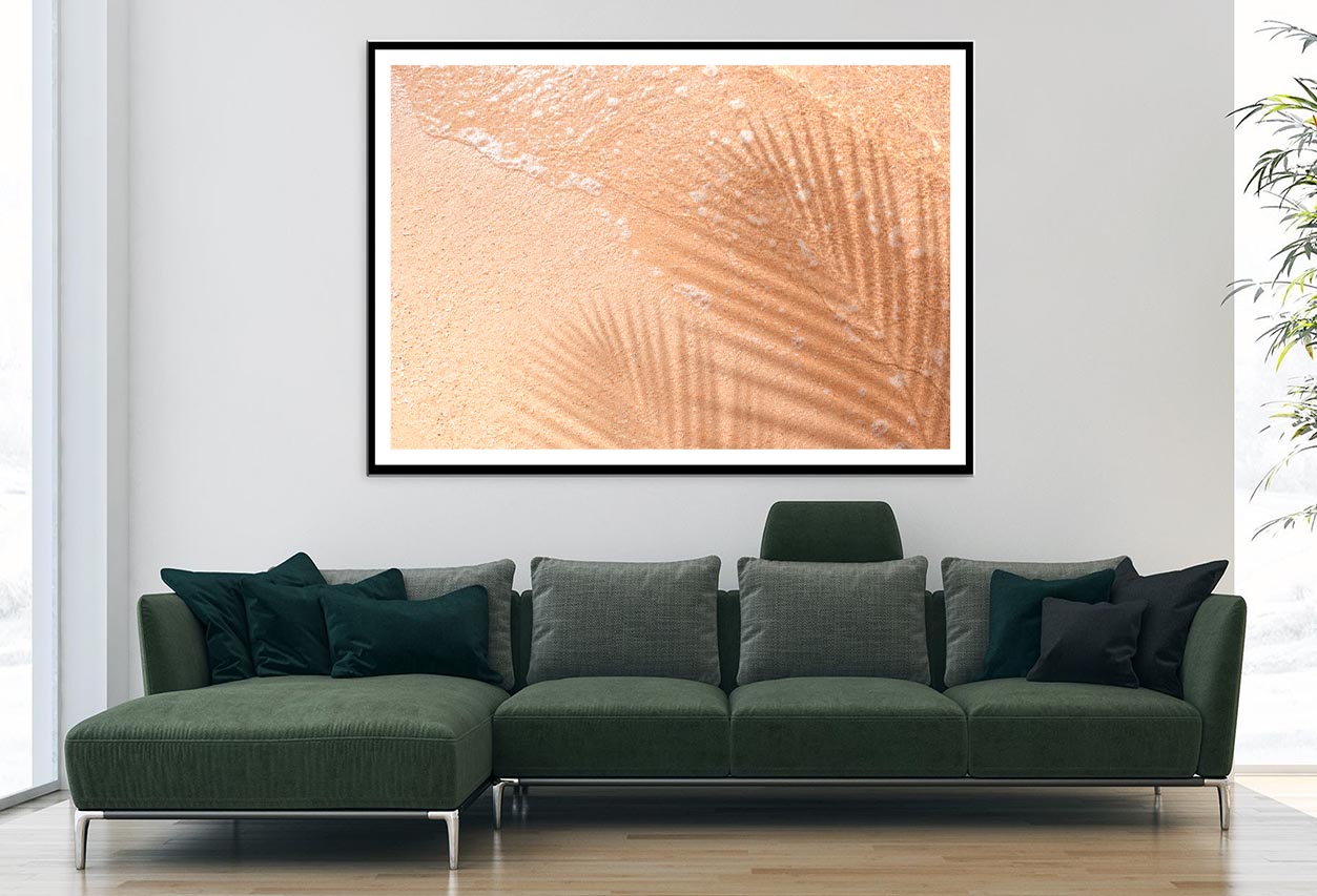 Shadow Of Coconut Leaf on Clean Sand Beach Home Decor Premium Quality Poster Print Choose Your Sizes