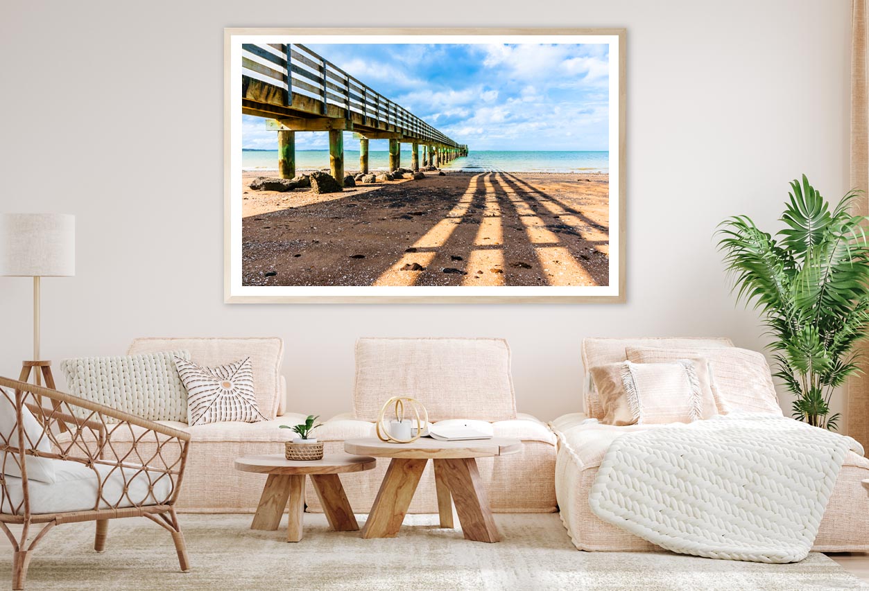 Cornwallis Wharf and Its Leading Innes and Shadow Across Beach to Water Home Decor Premium Quality Poster Print Choose Your Sizes