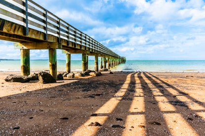 Cornwallis Wharf and Its Leading Innes and Shadow Across Beach to Water Wall Art Decor 100% Australian Made