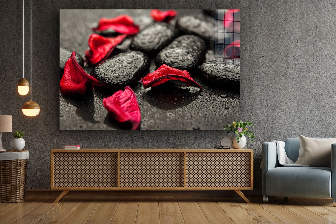 Stones & Rose Petals UV Direct Aluminum Print Australian Made Quality